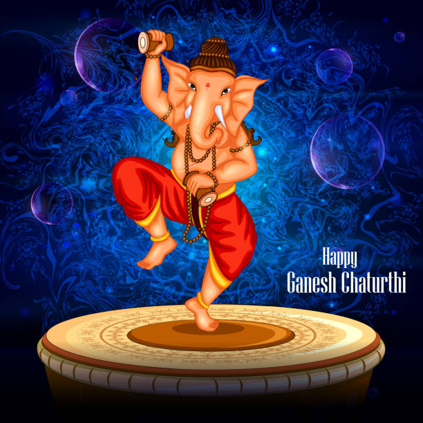 ilustrações, clipart, desenhos animados e ícones de feliz ganesh chaturthi fundo - shiva hindu god statue dancing