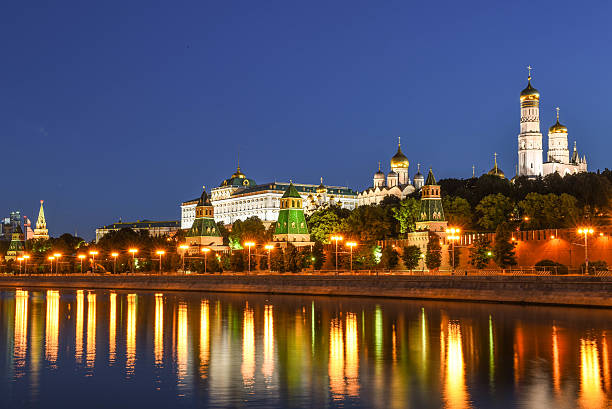 istock Moscow Kremlin and  River Illuminated in the Evening, Russia 595341548