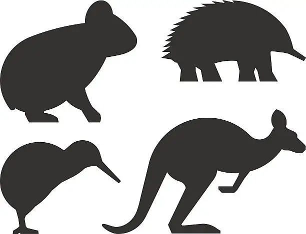 Vector illustration of Vector set of silhouettes australian animals.