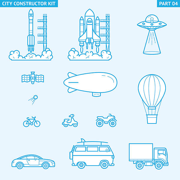 도시 생성자 키트 - 교통 - taking off hot air balloon rocket ufo stock illustrations