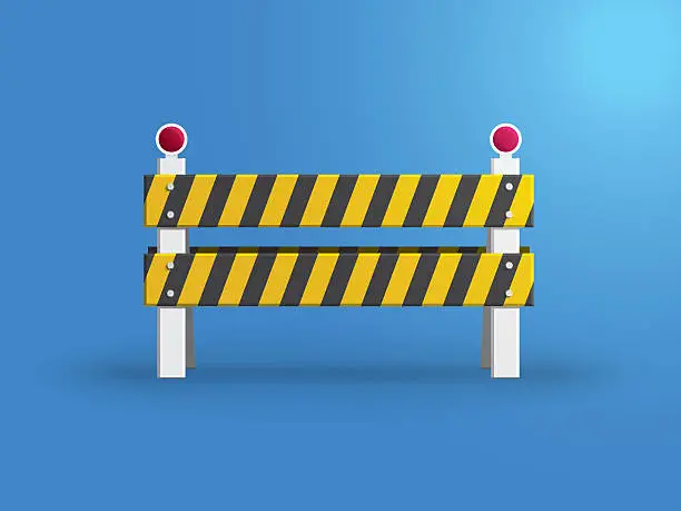 Vector illustration of Traffic barrier on blue background