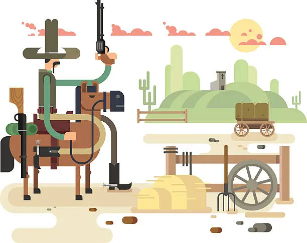 Vector illustration of Wild west cowboy