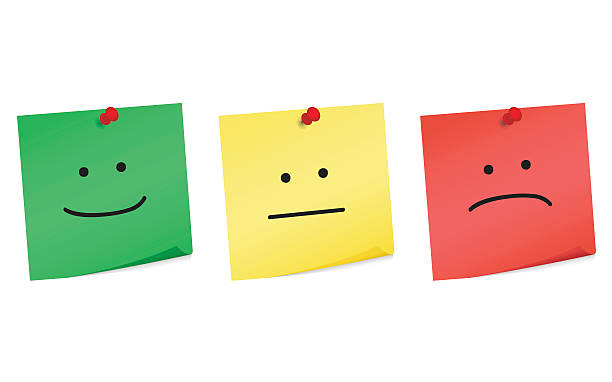 Sticky notes with smiley face survey Sticky notes adhesive post it with pins vector isolated smiley face postit stock illustrations