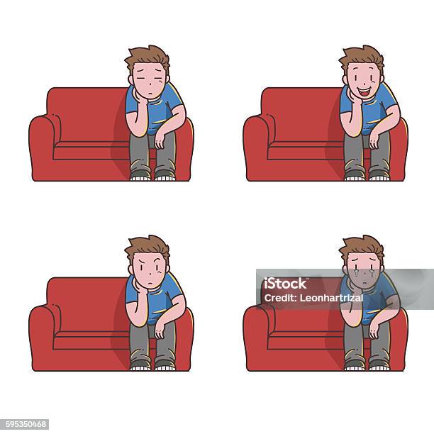 Watching Tv Alone Stock Illustration - Download Image Now - Movie, Sadness, One Person