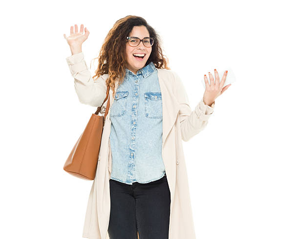 istock Cheerful woman waving hand 595350804