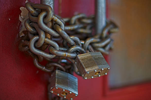 chain and locks on doors of closed business