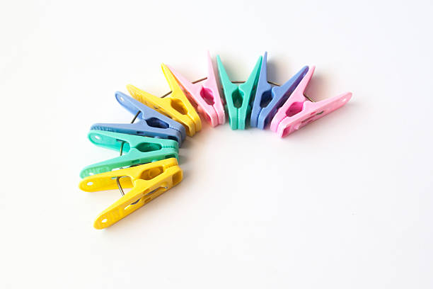 istock Color clothes-peg isolated on white background 595354654