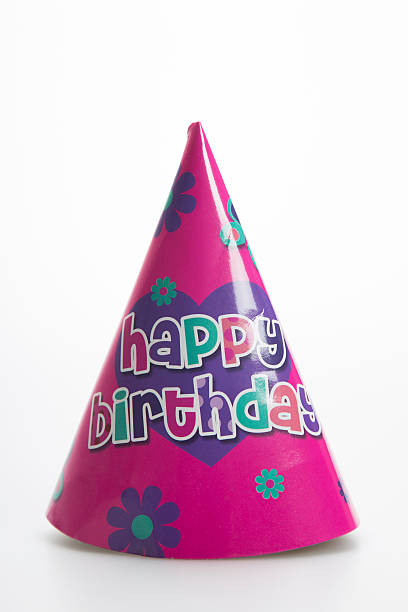 istock Girls pink party hat 595360198