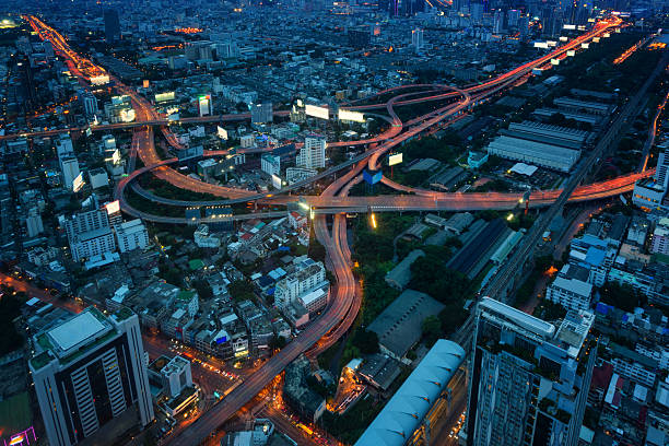 istock Highway intersection and Urban in Aerial view 595360470