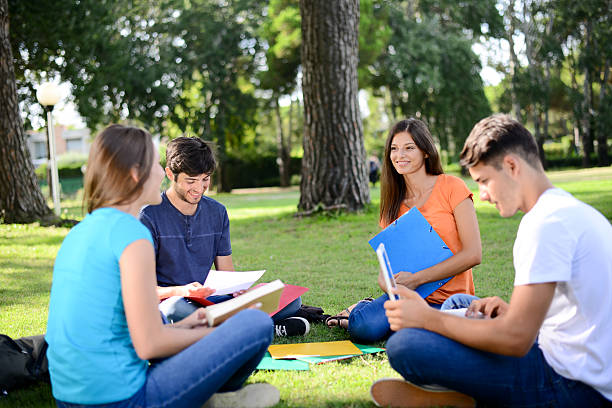 istock group students sitting together on lawn high school university campus 595361200