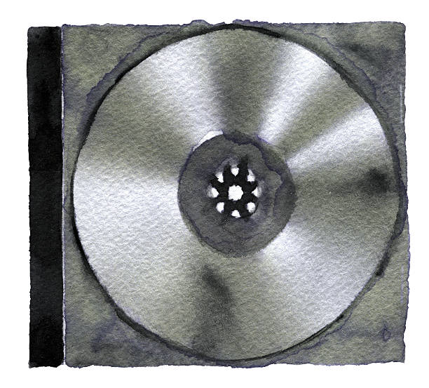 istock watercolor sketch of DVD or CD disc on white background 595362244