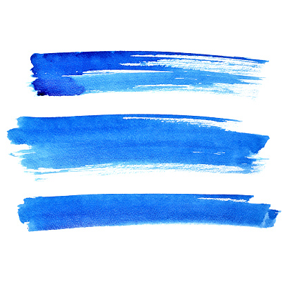 Blue brush strokes isolated over the white background - raster illustration