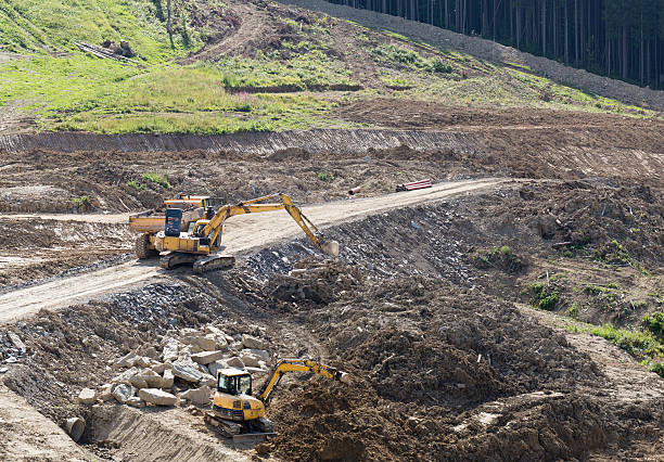 istock Excavation work during the construction of the road. 595363578