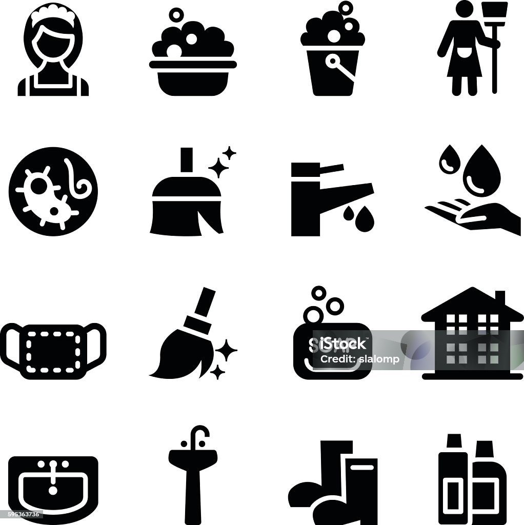 housekeeper & Cleaning icons set Bacterium stock vector