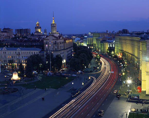 istock Khreshchatyk street in evening time 595363816