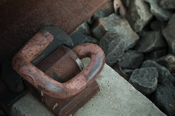 istock Railroad track close up background, Transportation Railroad 595363948