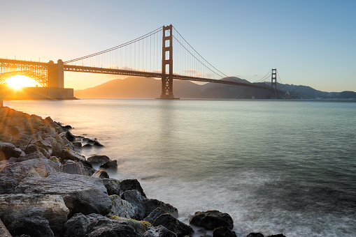 Golden Gate Bridge in San Francisco at Sunset