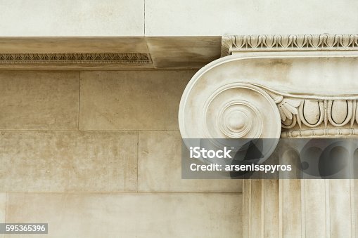istock Decorative detail of an ancient Ionic column 595365396