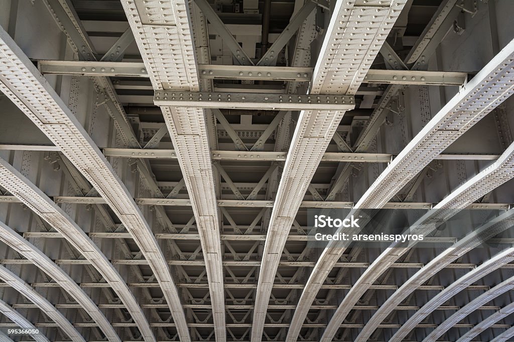 Construction detail Construction detail of a Framework with curved steel girders Built Structure Stock Photo