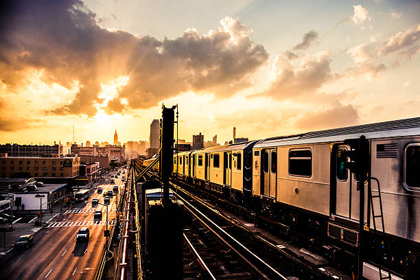 istock Sunset over New York skyline 595366078