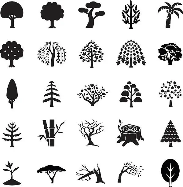 Vector illustration of Trees vector icons