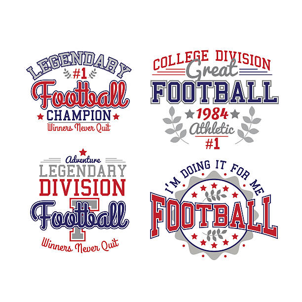 ilustraciones, imágenes clip art, dibujos animados e iconos de stock de insignias de fútbol americano - american football sports uniform football white background