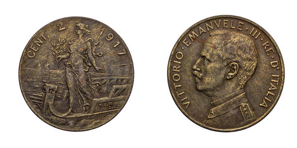 istock Two 2 cents Lire Copper Coin 1917 Prora Vittorio Emanuele 595729120