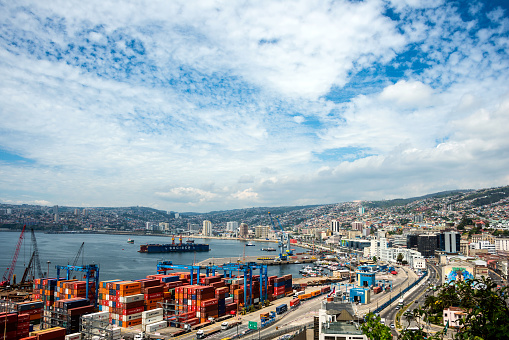 Valparaiso, Chile -  October 20, 2015: Port becomes empty due to the reduction in freight traffic