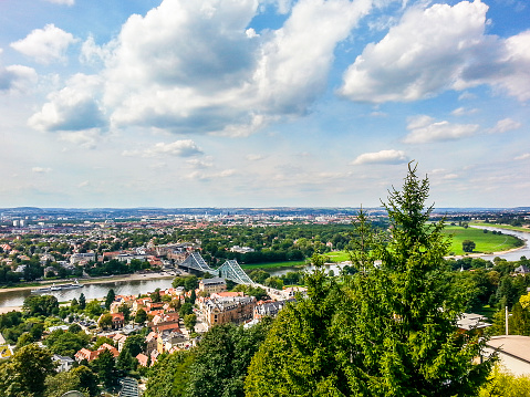 famous Elbe valley in Dresden, Germany under blue sky