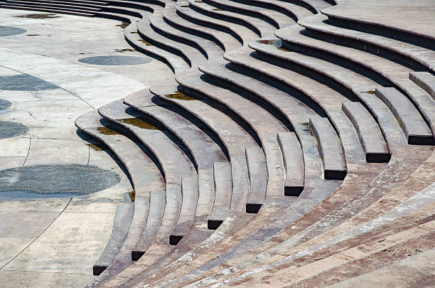 istock Stairs Architectural Background, Flat and Circular Stairs. 595733802