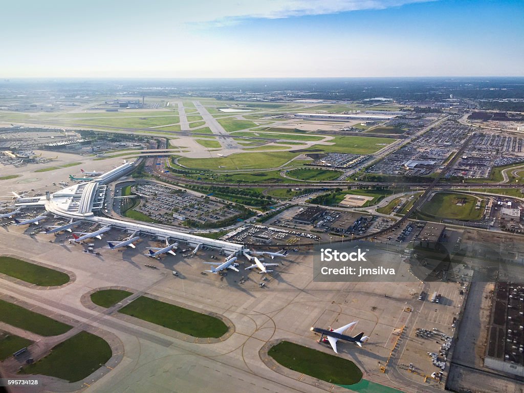 Airport Aerial of Chicago O'Hare International Airport Airport Stock Photo