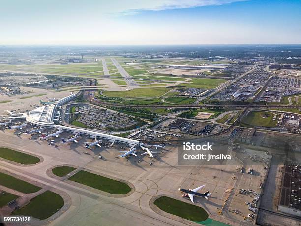 Airport Stock Photo - Download Image Now - Airport, O'Hare Airport, Aerial View