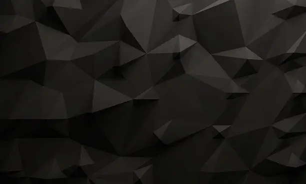 Low poly illustrated black background. 3d rendering.