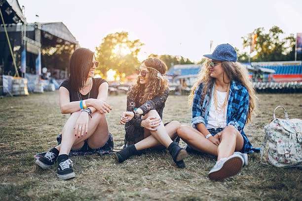 istock Three best friends at the festival 595734642