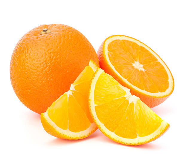 istock Whole orange fruit and his segments or cantles 595735990