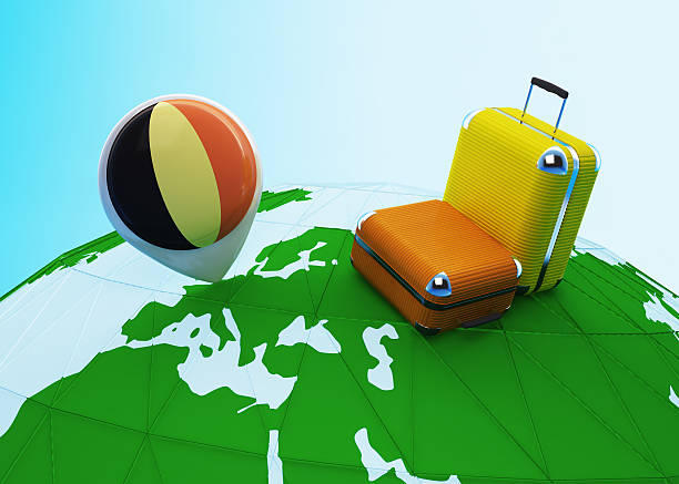istock Low poly travel to Belgium 595736124