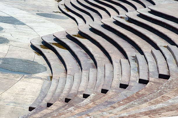 istock Stairs Architectural Background, Flat and Circular Stairs. 595737632