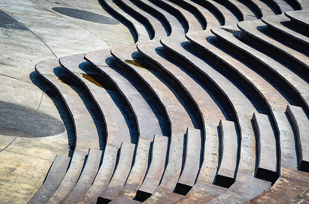 istock Stairs Architectural Background, Flat and Circular Stairs. 595738004