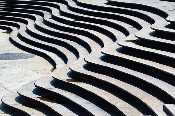 istock Stairs Architectural Background, Flat and Circular Stairs. 595738054