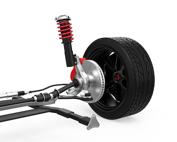 istock Car suspension isolated on white background 595739180