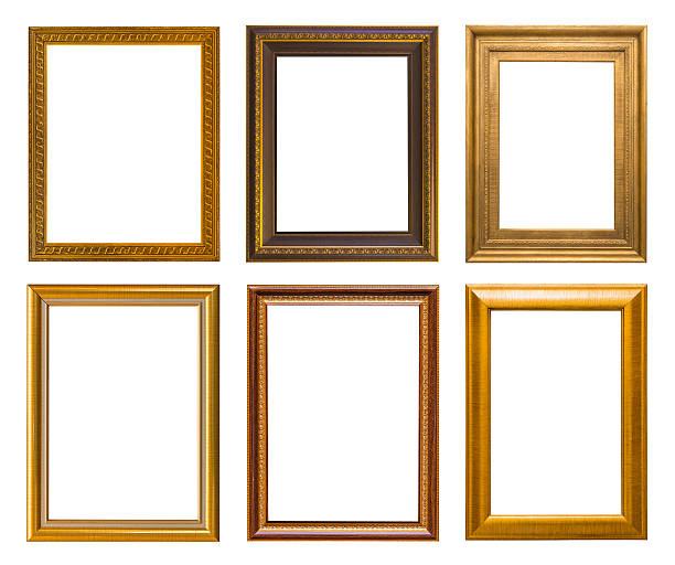 istock Gold frame Elegant vintage Isolated on white background 595743940