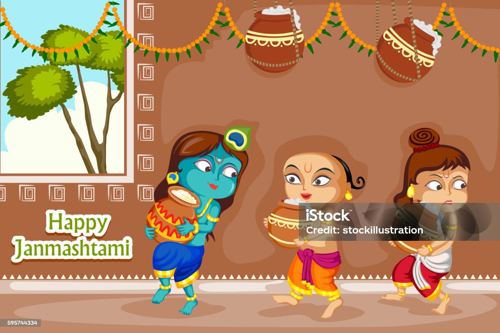 Krishna Janmashtami Background Stock Illustration - Download Image Now -  Friendship, Krishna, Celebration - iStock