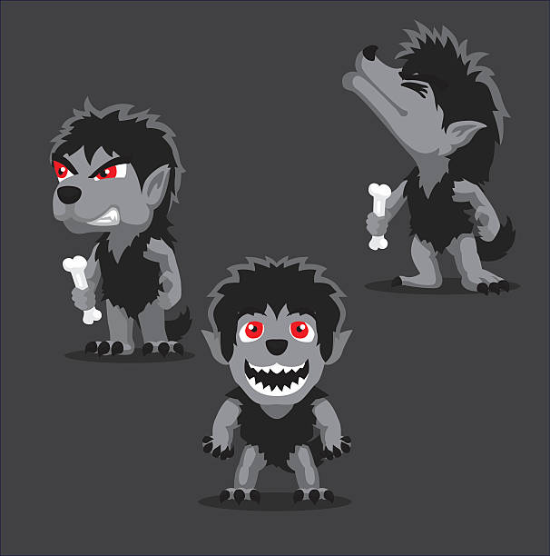 illustrazioni stock, clip art, cartoni animati e icone di tendenza di halloween character set cute werewolf cartoon vector illustration - behavior shock human face surprise