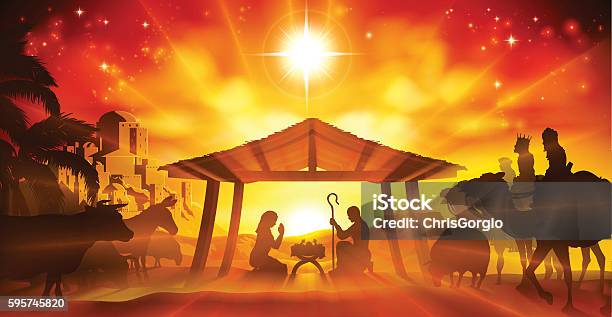 Christmas Nativity Scene Stock Illustration - Download Image Now - Nativity Scene, Jesus Christ, Christmas