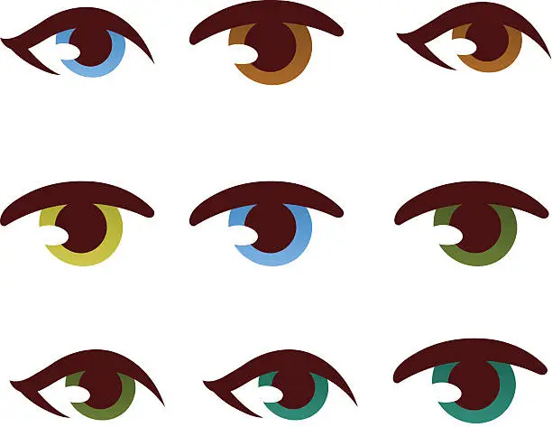 Vector illustration of Human eye vector set.