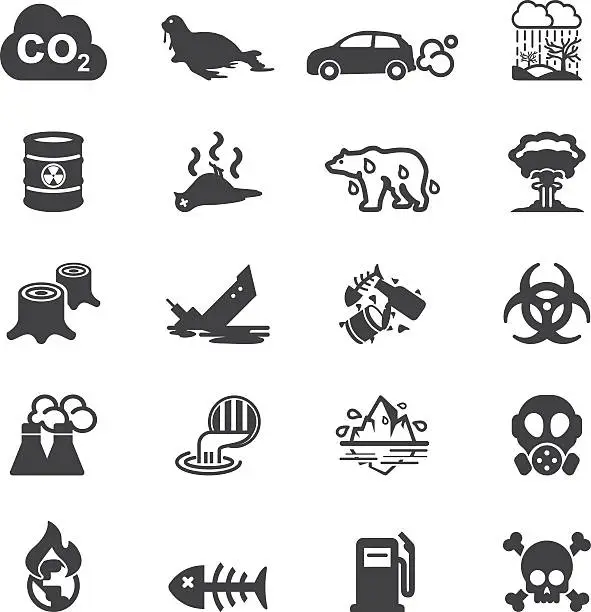 Vector illustration of Pollution Silhouette Icons | EPS10