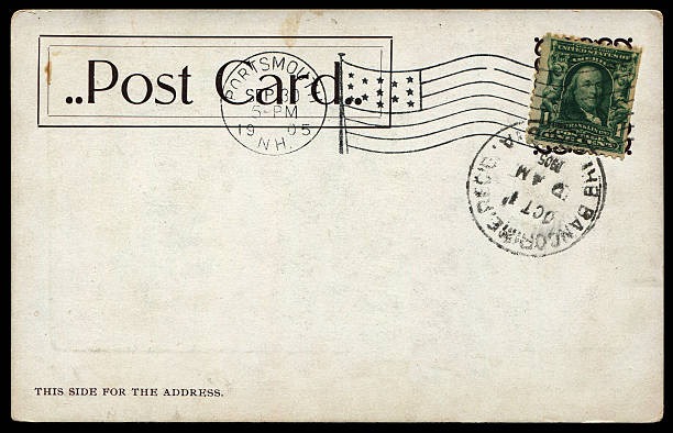 istock vintage postcard from USA in 1905, with stamp and postmark 595753964