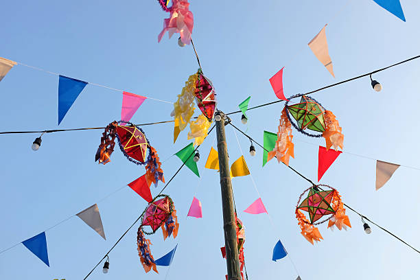 istock Colorful Flags in the Thai temple fair, Thailand 595754640