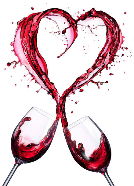 Romantic Toast Of Wine Red With Heart Shape