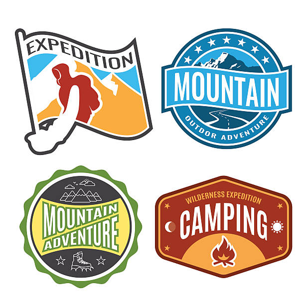 Photo of Set badges mountain expeditions and logo emblem adventure outdoors